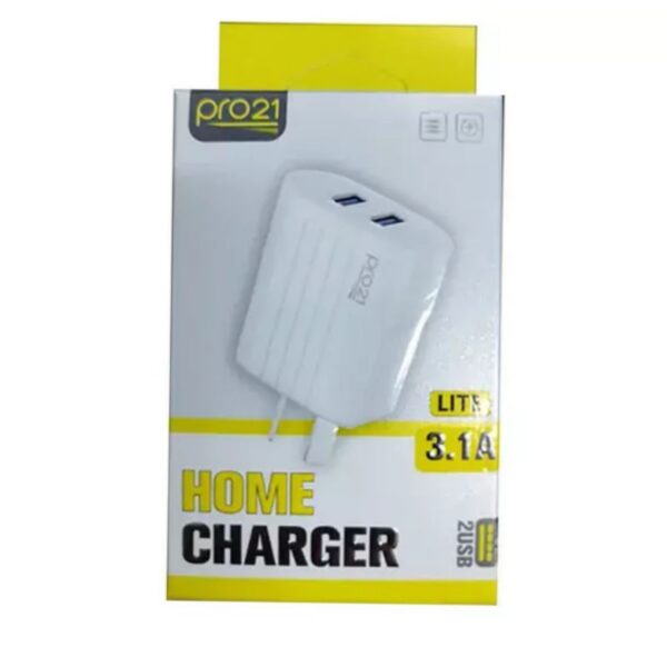 Cabezal Pro21 3.1A 2 Usb Home Charge Lite